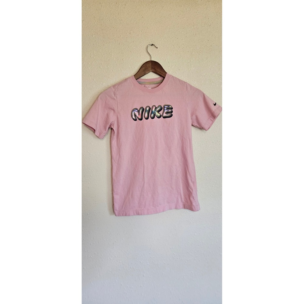 Nike Kids Pink Graphic T-Shirt Bubble Logo Short Sleeve Size Large L G G